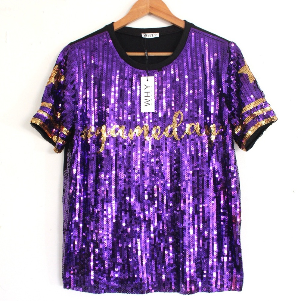 WHY Dress Game Day Sequins Shirt